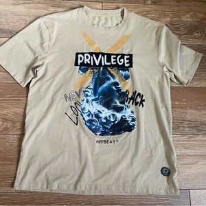 Offbeat Privilege Don’t Look Back Embroidered Mixed Media S/S Tshirt Unisex